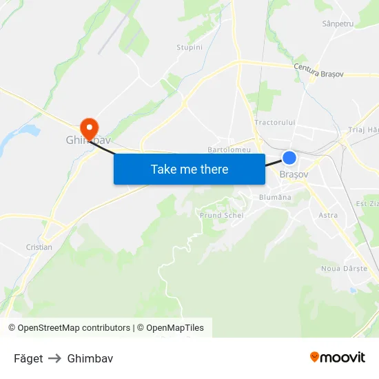 Făget to Ghimbav map