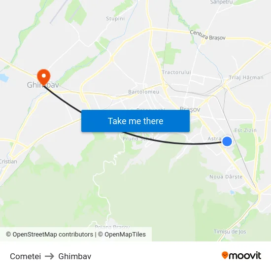 Cometei to Ghimbav map