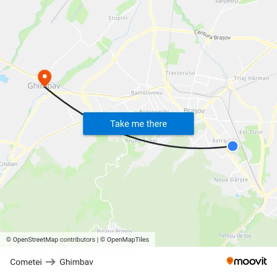 Cometei to Ghimbav map
