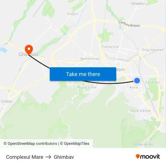 Complexul Mare to Ghimbav map