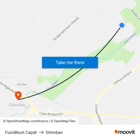 Fundăturii Capăt to Ghimbav map