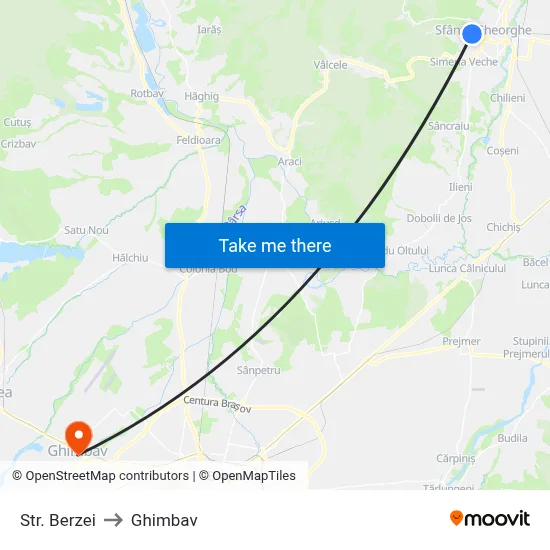 Str. Berzei to Ghimbav map