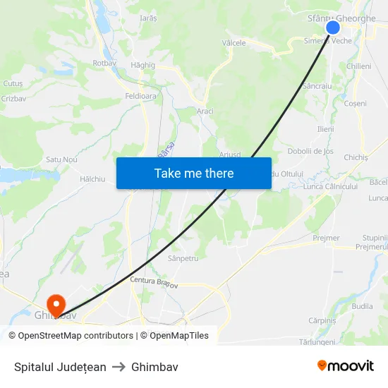 Spitalul Județean to Ghimbav map