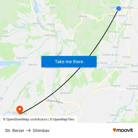 Str. Berzei to Ghimbav map