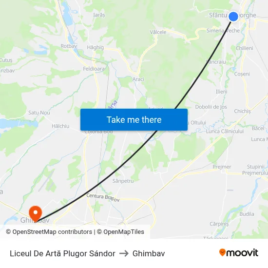 Liceul De Artă Plugor Sándor to Ghimbav map