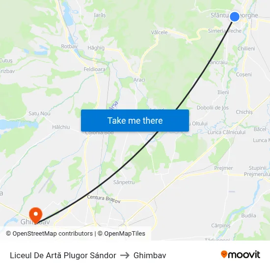 Liceul De Artă Plugor Sándor to Ghimbav map