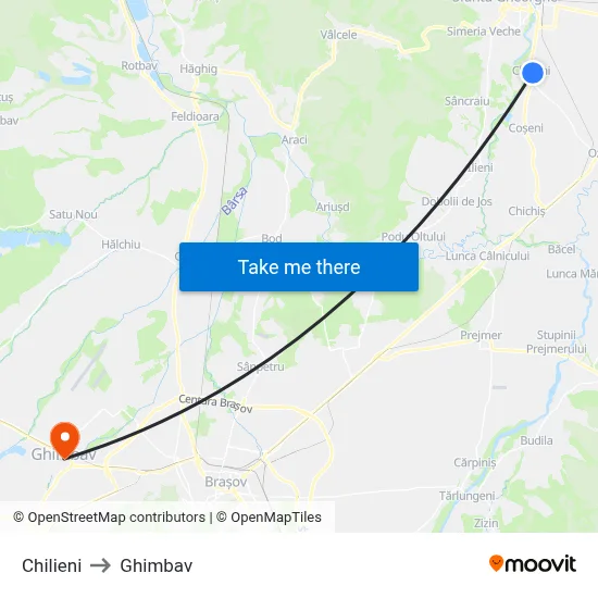 Chilieni to Ghimbav map