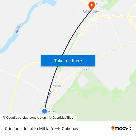 Cristian | Unitatea Militară to Ghimbav map