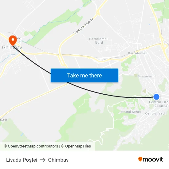 Livada Poștei to Ghimbav map