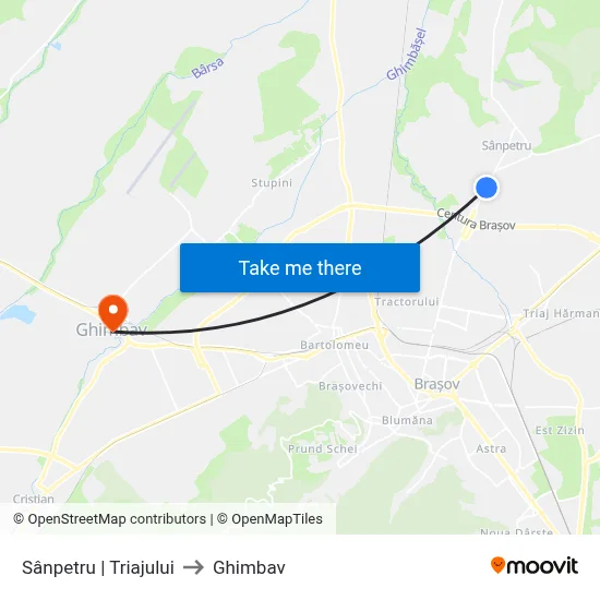 Sânpetru | Triajului to Ghimbav map