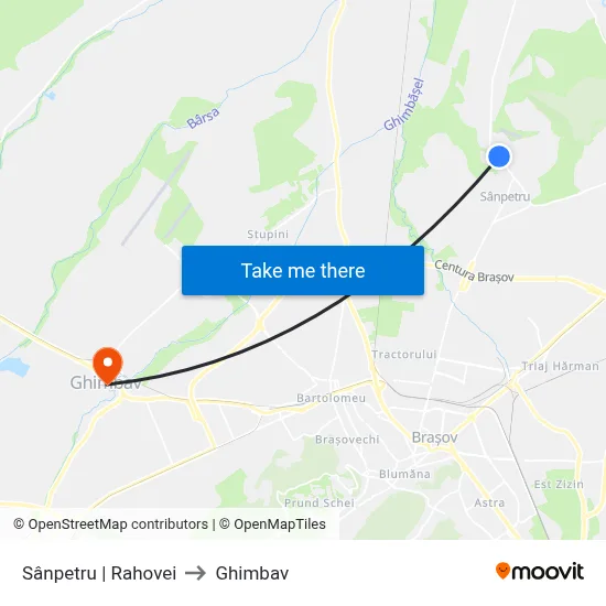 Sânpetru | Rahovei to Ghimbav map
