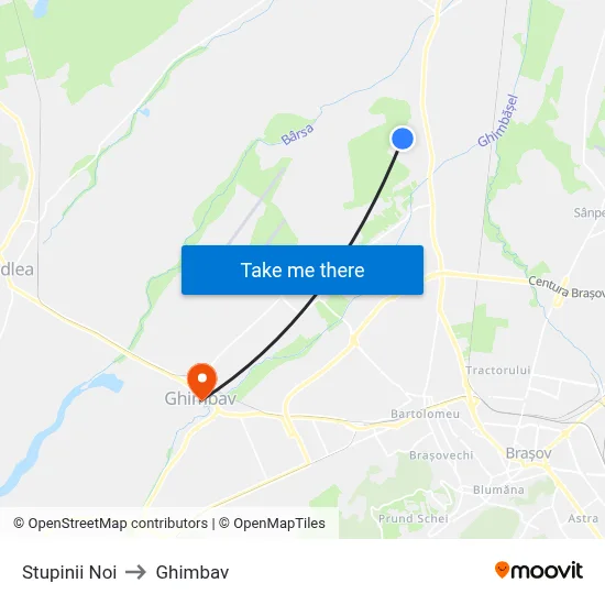 Stupinii Noi to Ghimbav map