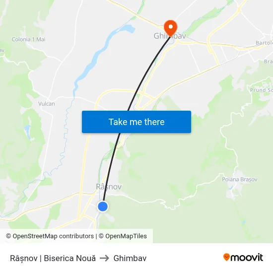 Râșnov | Biserica Nouă to Ghimbav map
