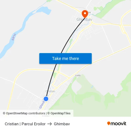 Cristian | Parcul Eroilor to Ghimbav map