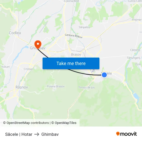 Săcele | Hotar to Ghimbav map