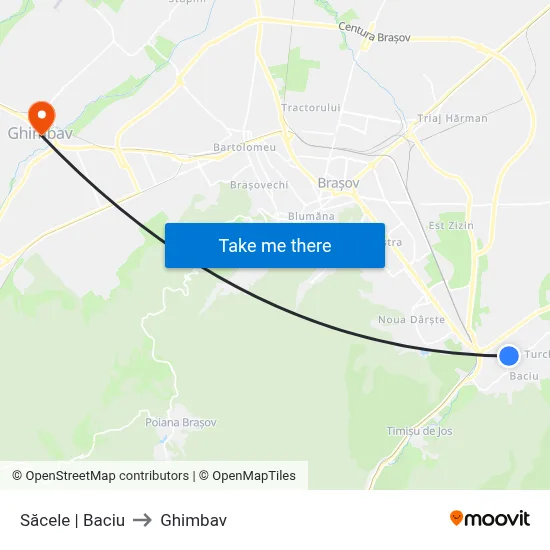 Săcele | Baciu to Ghimbav map