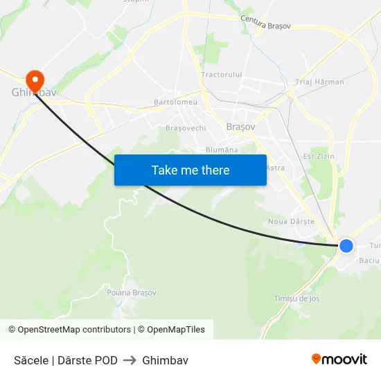 Săcele | Dârste POD to Ghimbav map