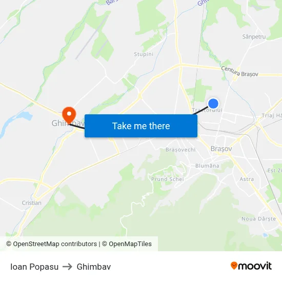 Ioan Popasu to Ghimbav map