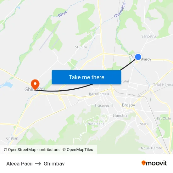 Aleea Păcii to Ghimbav map