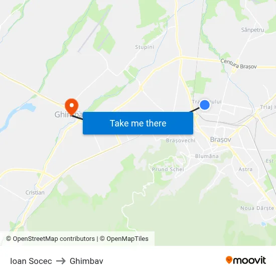 Ioan Socec to Ghimbav map