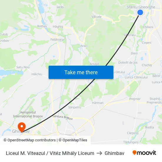 Liceul  M. Viteazul / Vitéz Mihály  Líceum to Ghimbav map