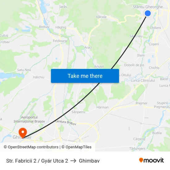Str. Fabricii 2 / Gyár Utca 2 to Ghimbav map