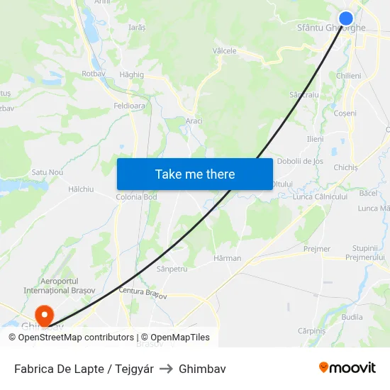 Fabrica  De Lapte / Tejgyár to Ghimbav map