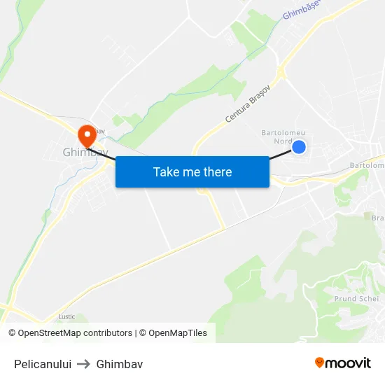 Pelicanului to Ghimbav map