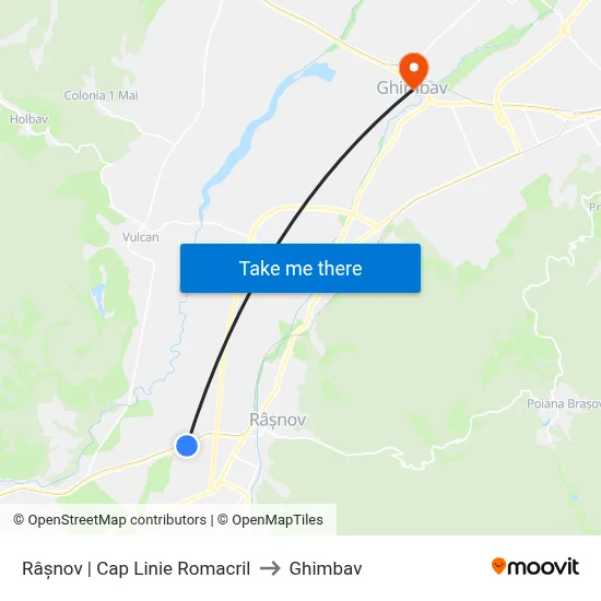 Râșnov | Cap Linie Romacril to Ghimbav map