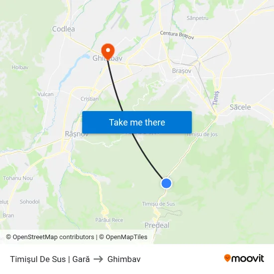 Timişul De Sus | Gară to Ghimbav map
