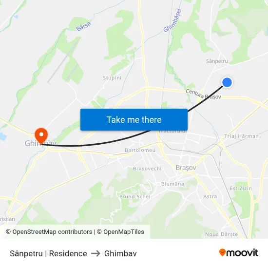 Sânpetru | Residence to Ghimbav map