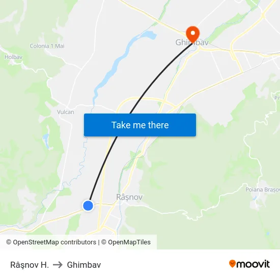 Râşnov H. to Ghimbav map