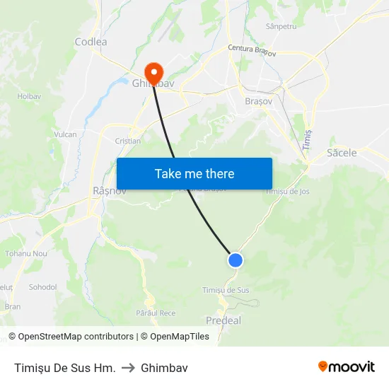 Timişu De Sus Hm. to Ghimbav map