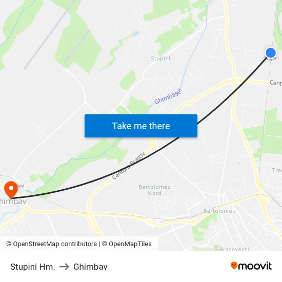 Stupini Hm. to Ghimbav map