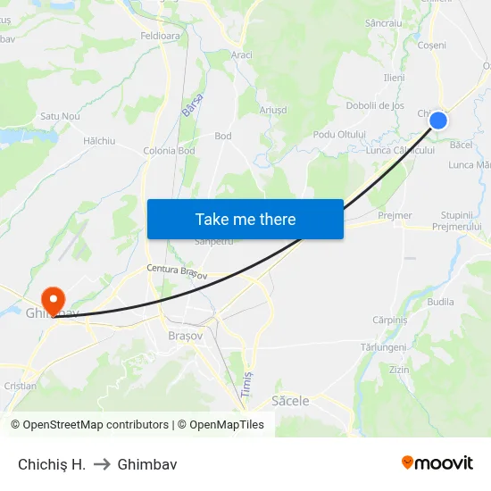 Chichiş H. to Ghimbav map