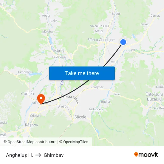 Angheluş H. to Ghimbav map