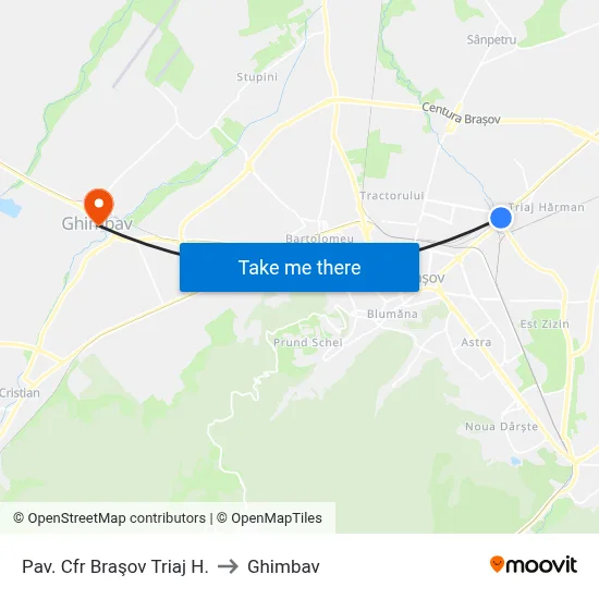 Pav. Cfr Braşov Triaj H. to Ghimbav map