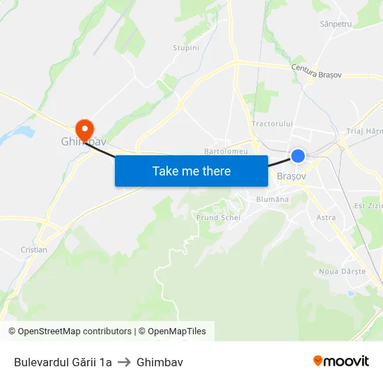 Bulevardul Gării 1a to Ghimbav map