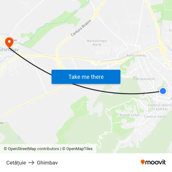 Cetățuie to Ghimbav map