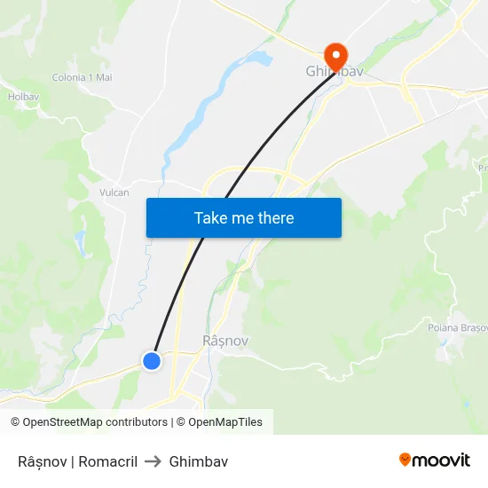 Râșnov | Romacril to Ghimbav map