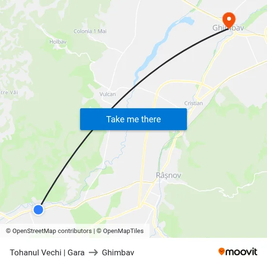 Tohanul Vechi | Gara to Ghimbav map