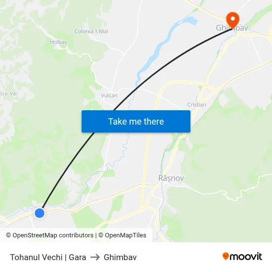 Tohanul Vechi | Gara to Ghimbav map