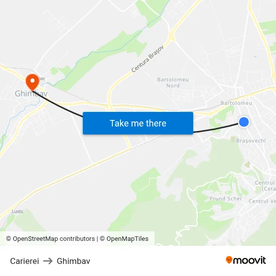 Carierei to Ghimbav map