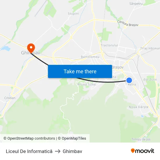 Liceul De Informatică to Ghimbav map