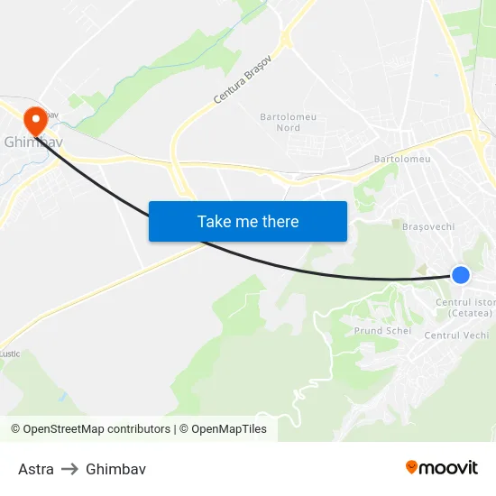 Astra to Ghimbav map