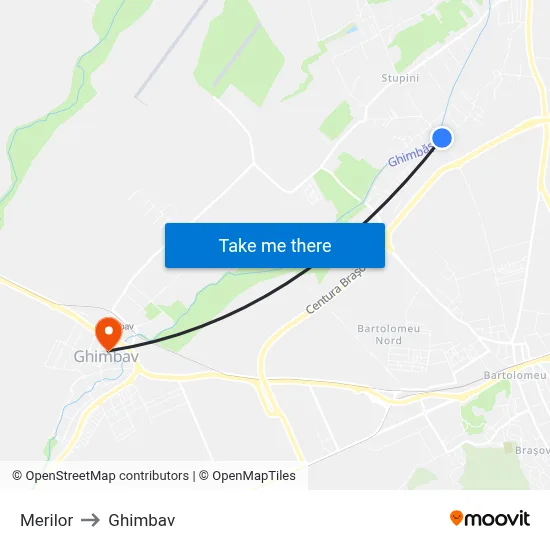 Merilor to Ghimbav map