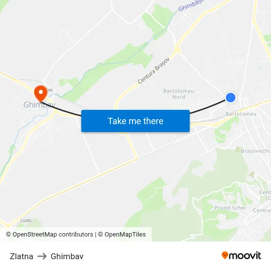 Zlatna to Ghimbav map