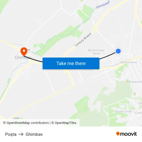 Poşta to Ghimbav map