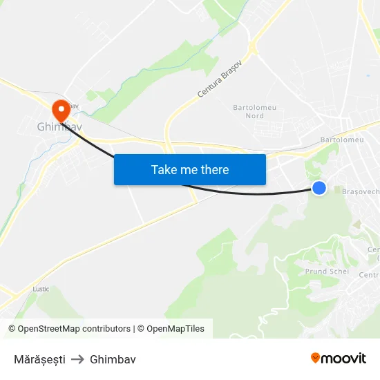 Mărășești to Ghimbav map