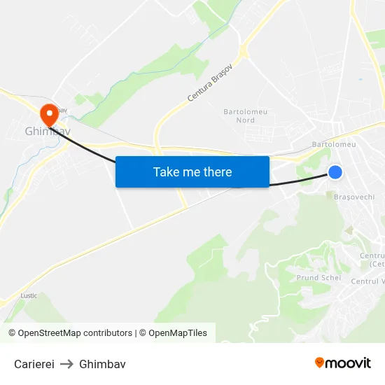 Carierei to Ghimbav map